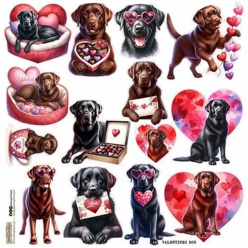 NAKLEJKI PAPIEROWE 24x24 ScrapLove - Valentines Dog