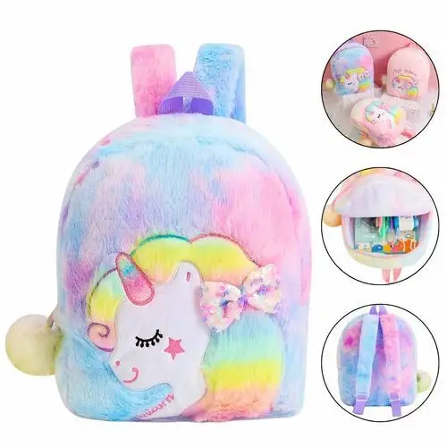 Inny producent Plecak pluszowy plecaczek unicorn dla dziecka do przedszkola jednorożec