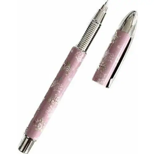 Scribblicious- długopis pudrowy róż z kwiatami oraz srebrnymi elementami niebieski Inny producent