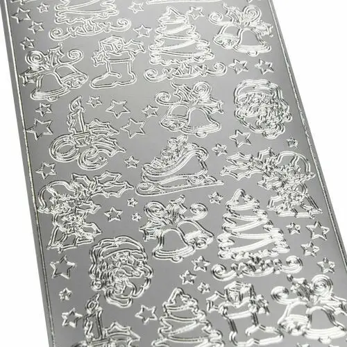 Stickersy naklejki ozdobne srebrne mix Boże Narodzenie