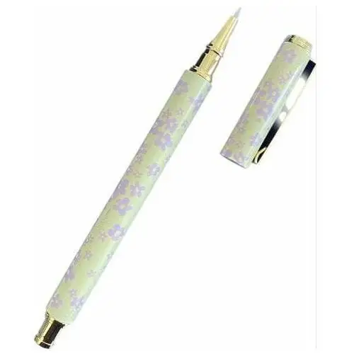 TYPO- Długopis jasny zielony ze fioletowymi kwiatami Czarny