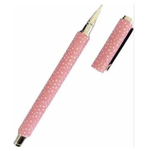 TYPO- Długopis różowy z białymi kropkami Czarny