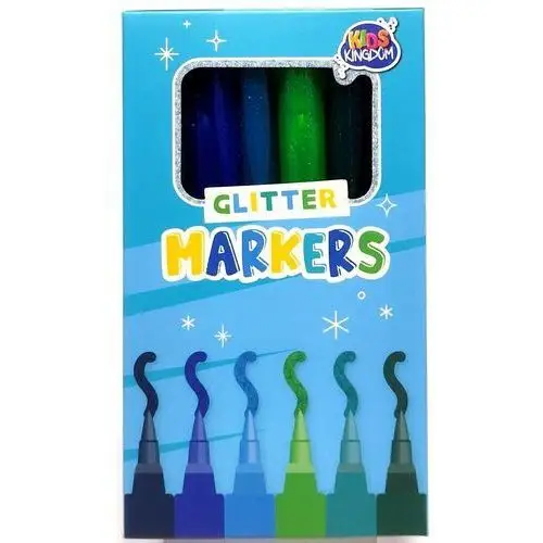 Zestaw markerów z brokatem. 6 kolorów