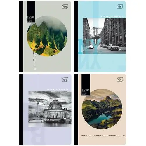 Interdruk 4 x zeszyt a5, 60 kartek, kratka z marginesem, nature & urban