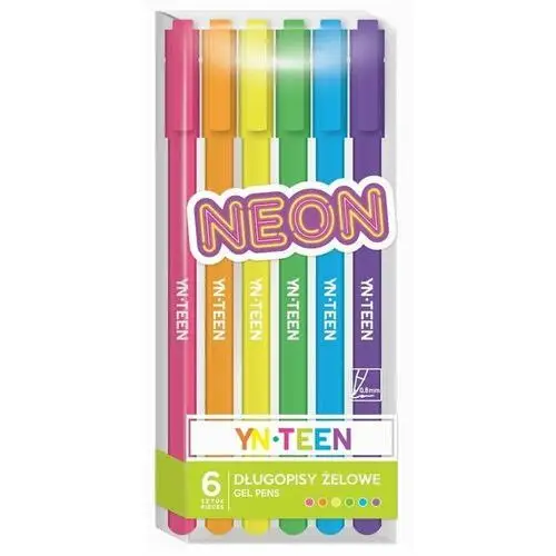 Długopisy żelowe, 6 neonowych kolorów Interdruk