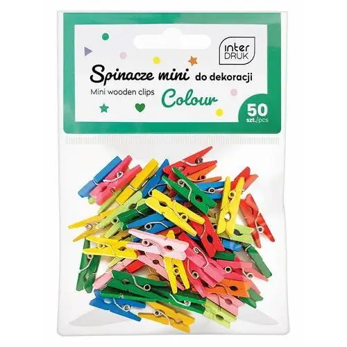 Interdruk kolorowe spinacze do dekoracji mini 50szt