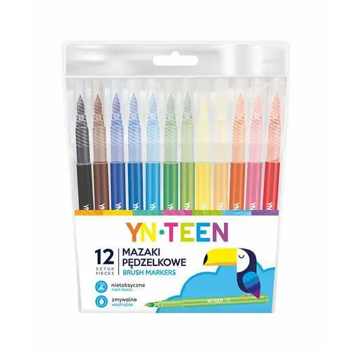 YN-TEEN, Mazaki pędzelkowe, 12 kolorów