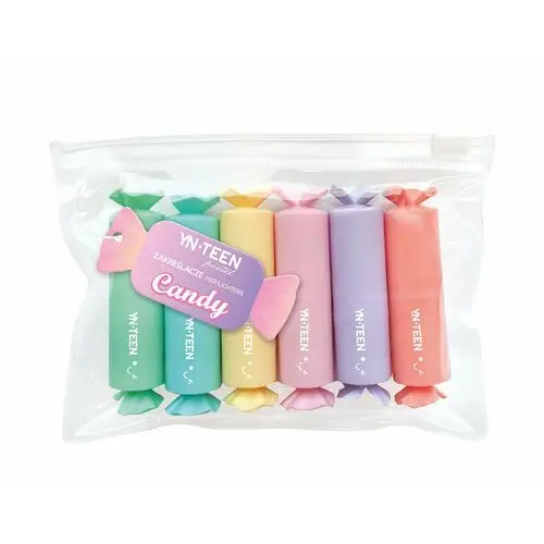 Interdruk, Zakreślacze pastelowe Candy w kształcie cukierków, 6 sztuk