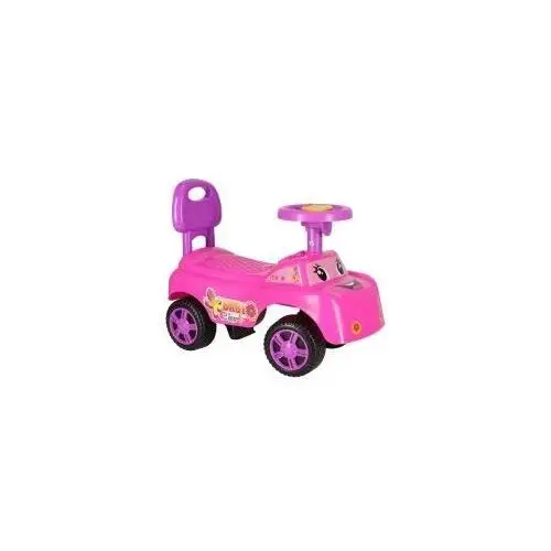 Jeździk pchacz samochodzik uśmiechnięty z klaksonem różowy