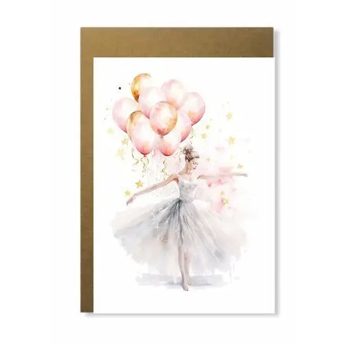 Kartka na urodziny wiele okazji słodka różowa z baletnicą dziewczęca Manufaktura dobrego papieru