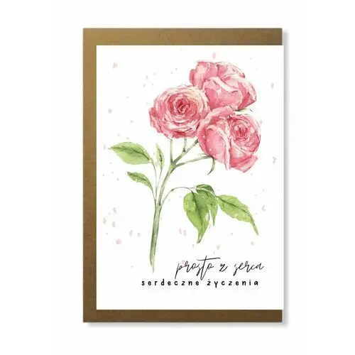 Kartka urodzinowa minimalistyczna z kwiatami róża Manufaktura dobrego papieru