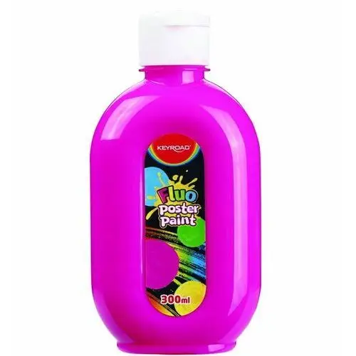 Farba plakatowa , fluorescencyjna, 300ml, butelka, neonowa różowa Keyroad