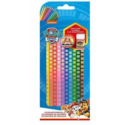 Kids Euroswan, kredki ołówkowe, Psi Patrol, 12 kolorów + gumka i temperówka