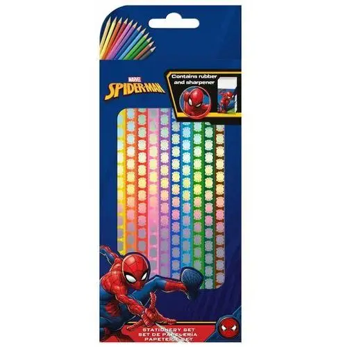 Kids Euroswan, kredki ołówkowe, Spiderman, 12 kolorów + gumka i temperówka