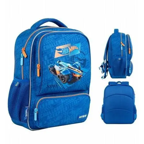 Niebieski plecak do przedszkola z paskiem piersiowym dla chłopców HOT WHEELS Kite, kolor niebieski