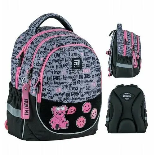 Plecak szkolny dla dziewczynki różowy z misiem Kite