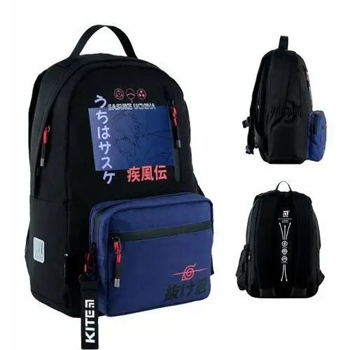 Szkolny plecak dla młodzieży do szkoły czarny z kolorowym Naruto Sasuke Kite