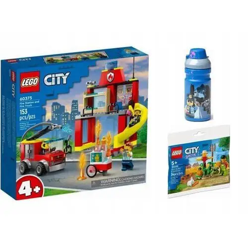 Klocki Lego City 60375 Remiza strażacka i wóz strażacki Bidon