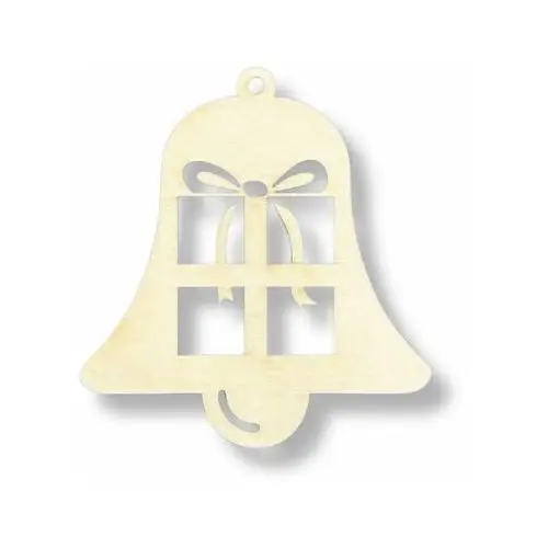 Drewniana zawieszka dzwonek dzwoneczek prezent ze sklejki decoupage ozdoba Kolorowe motki
