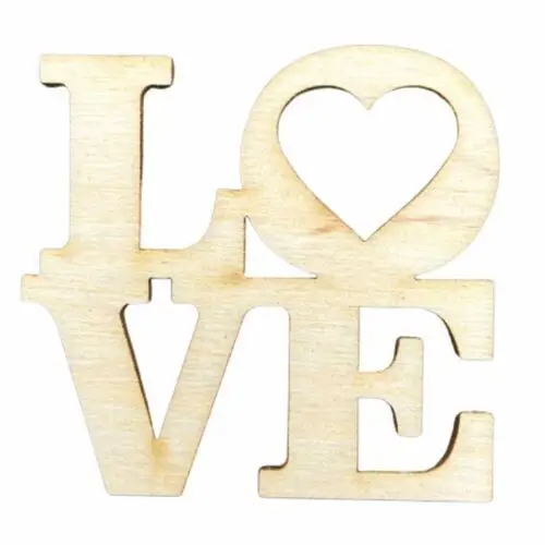 Drewniany napis LOVE z sercem sklejka scrapki