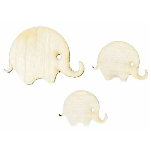 Kolorowe motki Scrapki drewniane słoń słonie słonik słoniki 3szt