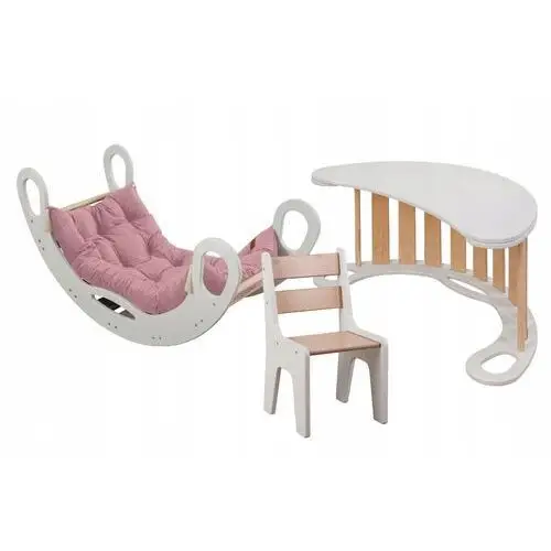 Komplet bujak, blat,krzesełko, materac Montessori puder