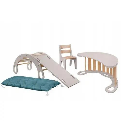 Komplet-bujak,blat, krzesełko, zjeżdżalnia Montessori, materac zestaw 5el