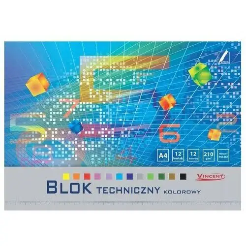Blok techniczny kolor a4 12 k. 210g vincent, Kreska
