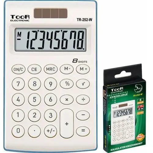 Kalkulator kieszonkowy, biały, wyświetlacz 8-pozycyjny