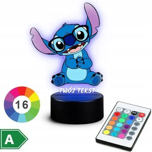 Lampka Nocna Led 3D Dla Dzieci Bajka Lilo i Stich Napis Imie