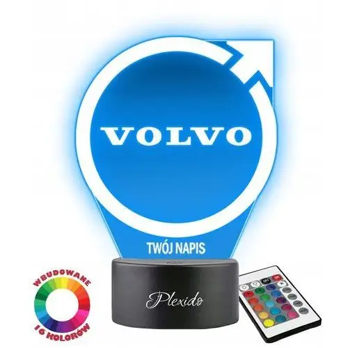 Lampka Nocna Samochód Volvo Logo Twój Napis Grawer Imię 3D Led