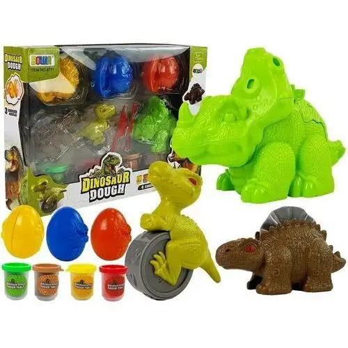 Lean toys Ciastolina dinozaury jajka foremka 12 elementów 4 kolory