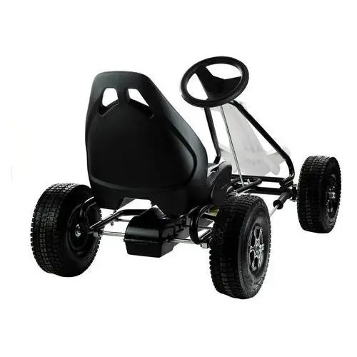 Lean toys Gokart biało-czarny monster na pedały pompowane koła 2