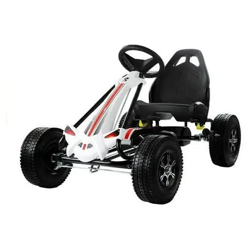 Lean toys Gokart biało-czarny monster na pedały pompowane koła 5