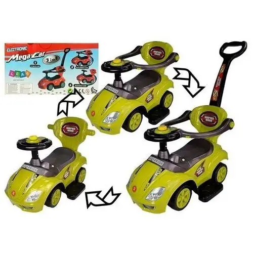 Lean toys Jeździk z pchaczem mega car 3w1 żółty 4