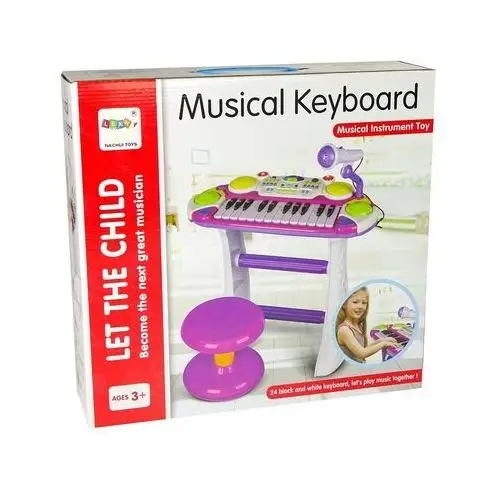 Organy Keyboard Krzesełko Mikrofon Niebieski LEAN Toys 5