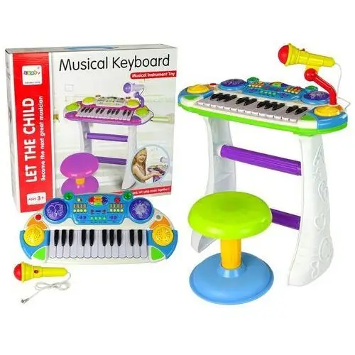 Organy Keyboard Krzesełko Mikrofon Niebieski LEAN Toys