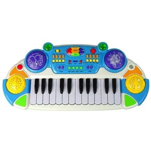 Organy Keyboard Krzesełko Mikrofon Niebieski LEAN Toys 2