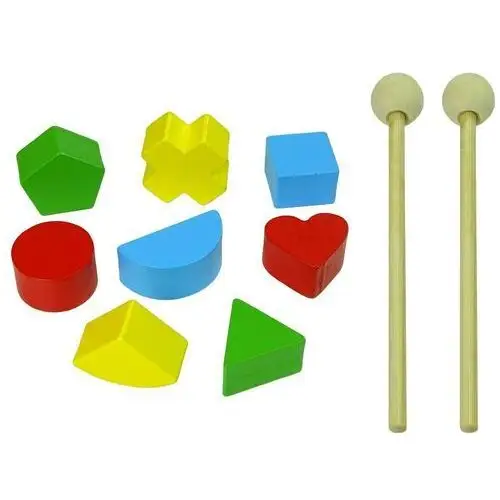 Lean toys Pchacz drewniany sorter kolorowy figury geometryczne cymbałki koraliki 3