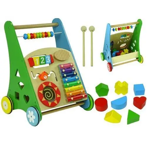 Lean toys Pchacz drewniany sorter kolorowy figury geometryczne cymbałki koraliki 2