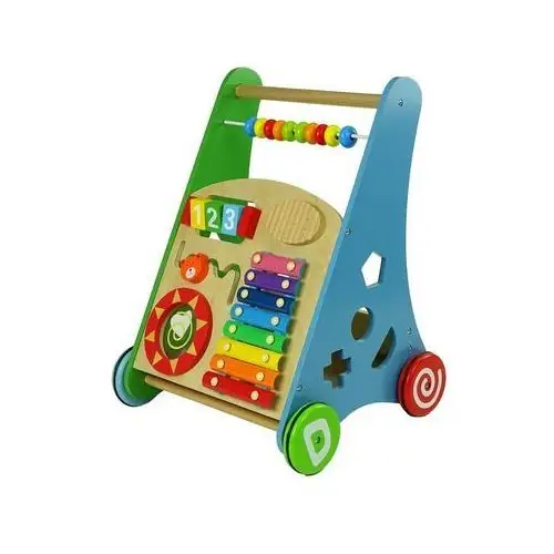 Lean toys Pchacz drewniany sorter kolorowy figury geometryczne cymbałki koraliki 4