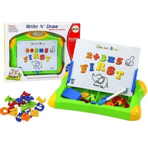 Lean toys Tablica edukacyjna magnetyczna literki cyferki pisak gąbka