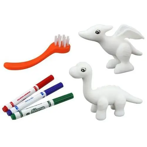 Zestaw artystyczny diy dinozaury figurki 2szt pisaki szczotka Lean toys 3