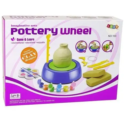 Zestaw diy koło garncarskie glina farby plastyczne Lean toys 3