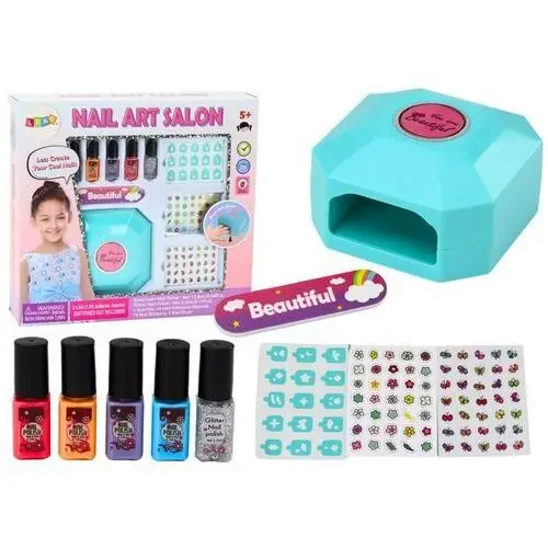 Zestaw do stylizacji paznokci manicure lakiery naklejki suszarka Lean toys