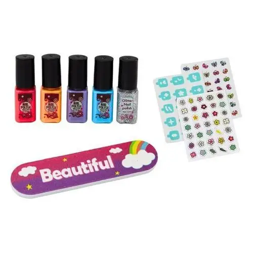 Zestaw do stylizacji paznokci manicure lakiery naklejki suszarka Lean toys 4