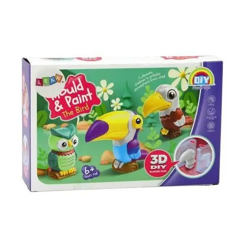 Zestaw kreatywny artystyczny ptaki 3d gips farbki Lean toys 4