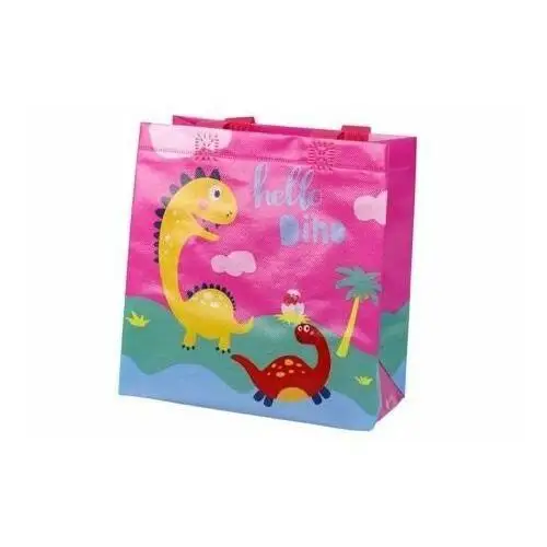 Leantoys Torba prezentowa dinozaur różowa 23x21,5x11cm