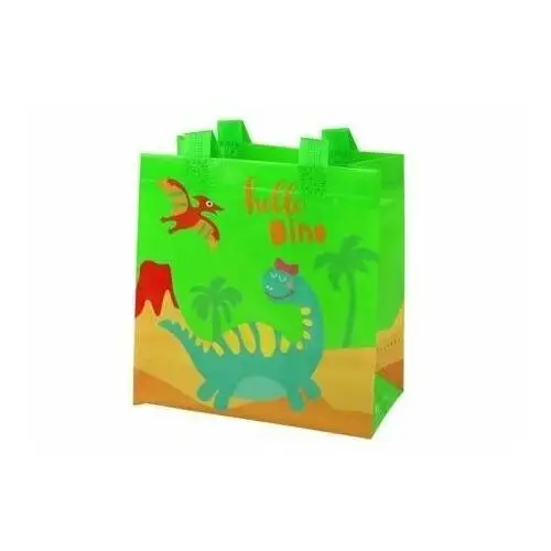 Leantoys Torba prezentowa dinozaur zielona 23x21,5x11cm