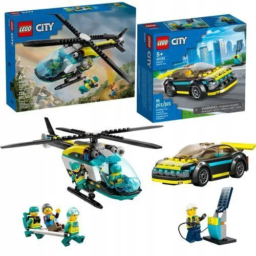 Lego City samochód elektryczny sportowy 60383 Helikopter ratunkowy 60405